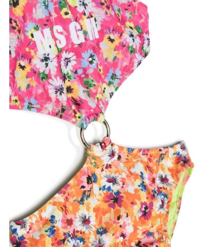 MSGM Kids - floral logo-print trikini