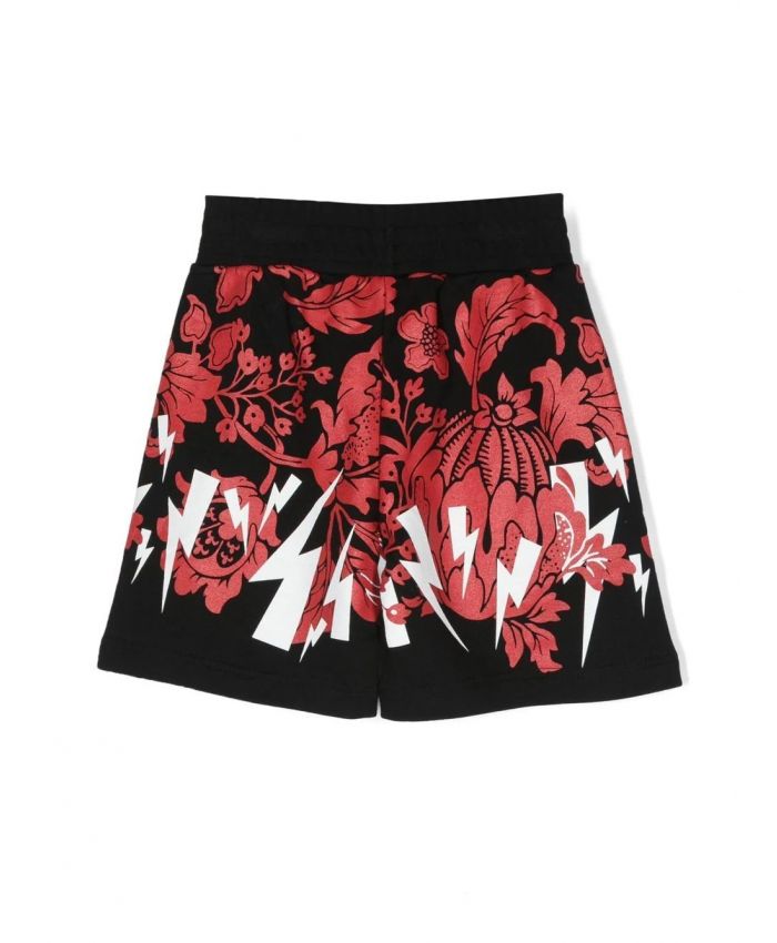 Neil Barrett Kids - logo-print floral shorts