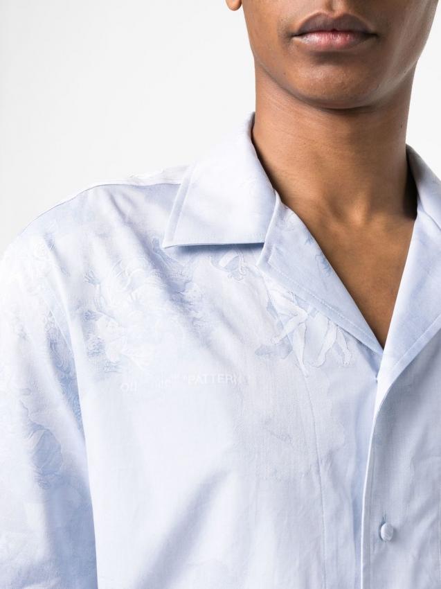 Off-White - angel-motif jacquard short-sleeved shirt