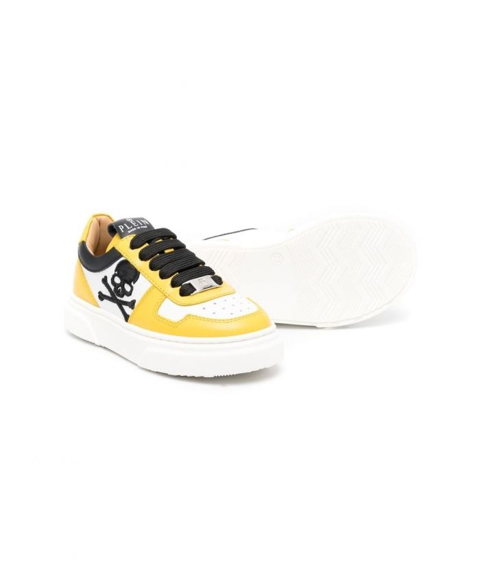 Philipp Plein Kids - Skull embroidery lace-up sneakers