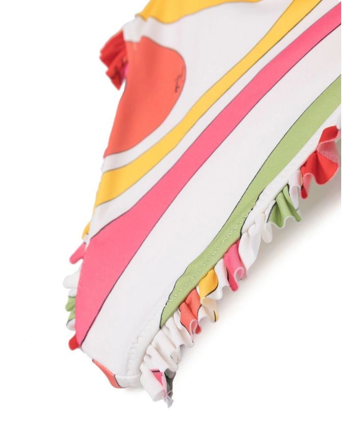 Pucci Kids - graphic-print ruffled swimsuit