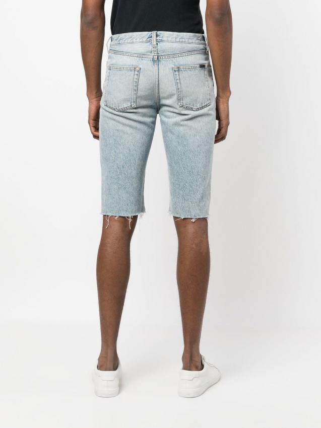 Saint Laurent - raw-cut edge denim shorts