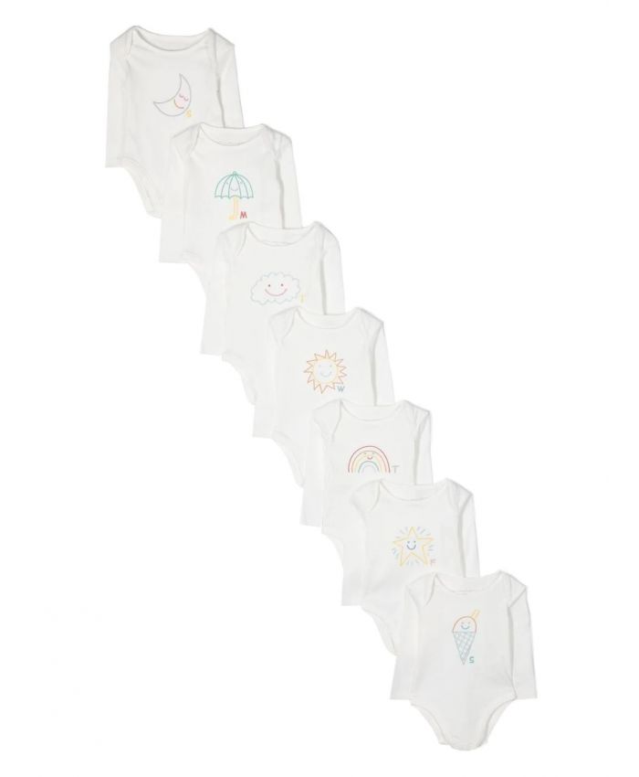 Stella McCartney Kids - embroidered-design cotton bodies set of seven