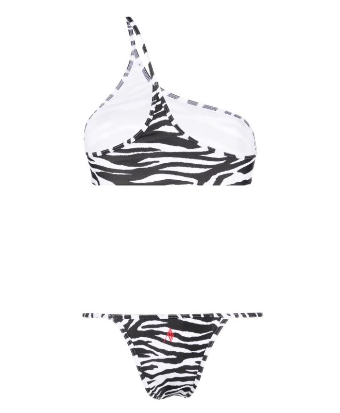 The Attico Beachwear - one-shoulder zebra-print bikini set