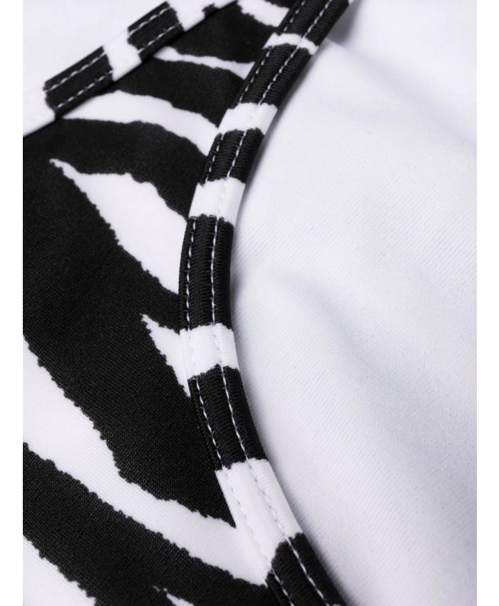 The Attico Beachwear - one-shoulder zebra-print bikini set