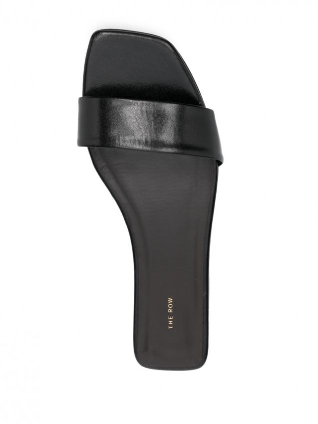 The Row - leather square-toe slides