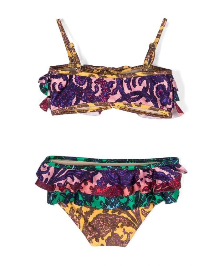 Zimmermann Kids - floral-print ruffle bikini set
