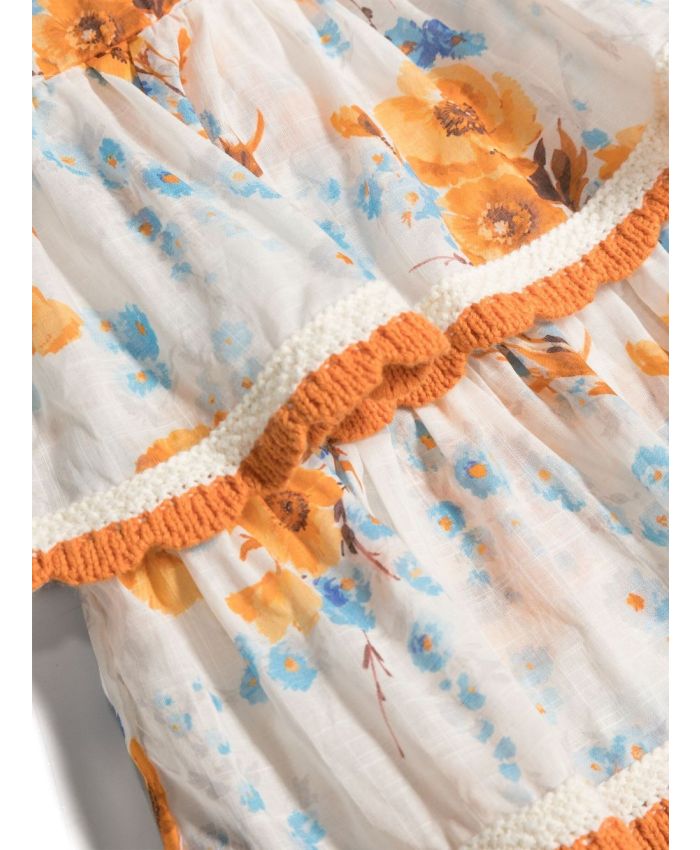 Zimmermann Kids - knitted-detail floral-print dress