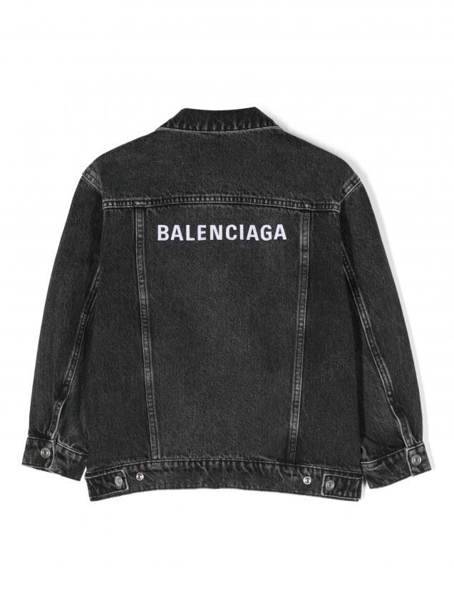 Balenciaga Kids - logo-embroidered denim jacket
