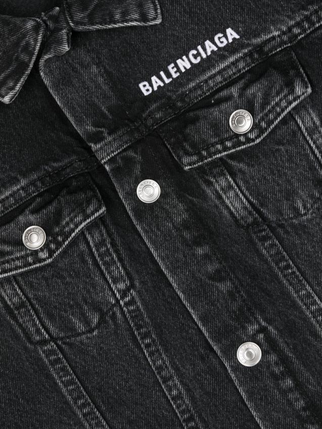 Balenciaga Kids - logo-embroidered denim jacket