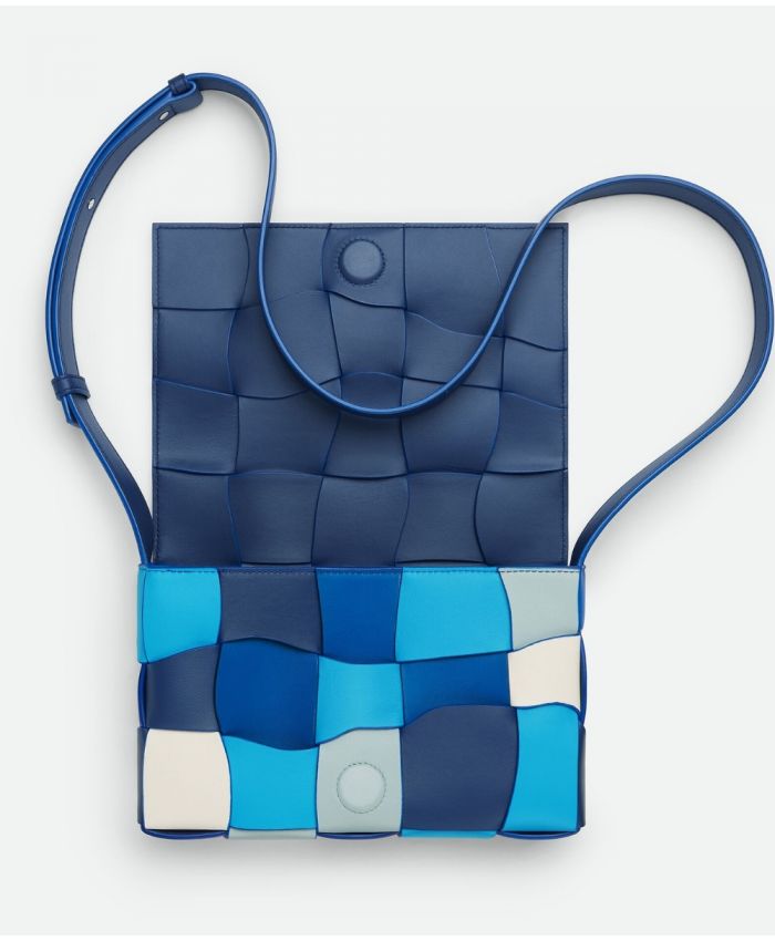 Bottega Veneta - Cross/body bag in Intreccio leather with multicoloured wave pattern