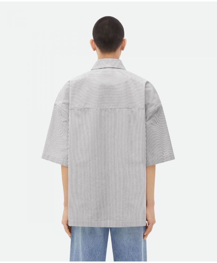 Bottega Veneta - Striped Cotton Overshirt With BV Embroidery