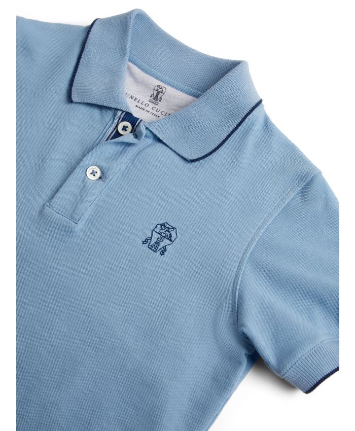 Brunello Cucinelli Kids - Heraldic logo-embroidered polo shirt