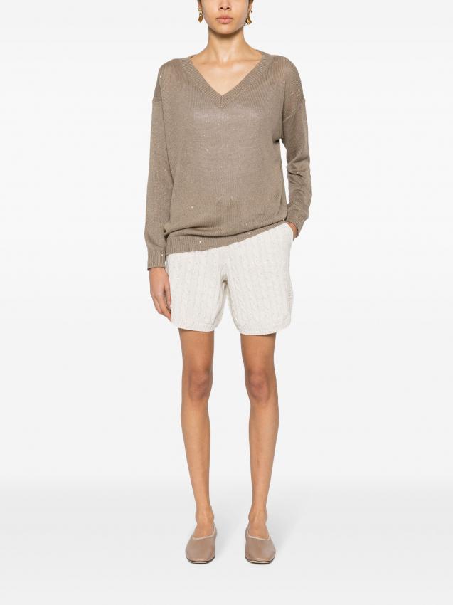 Brunello Cucinelli - sequin-embellished cable-knit shorts