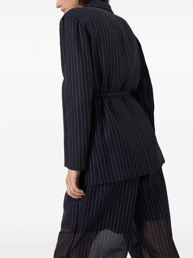 Brunello Cucinelli - pinstripe-pattern belted blazer