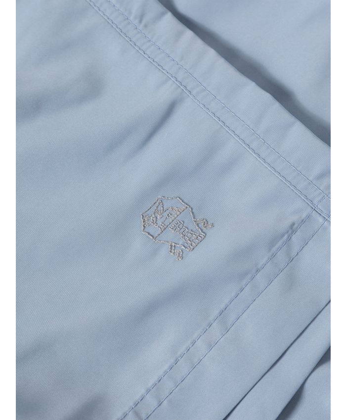 Brunello Cucinelli - logo-embroidered drawtsring swim shorts