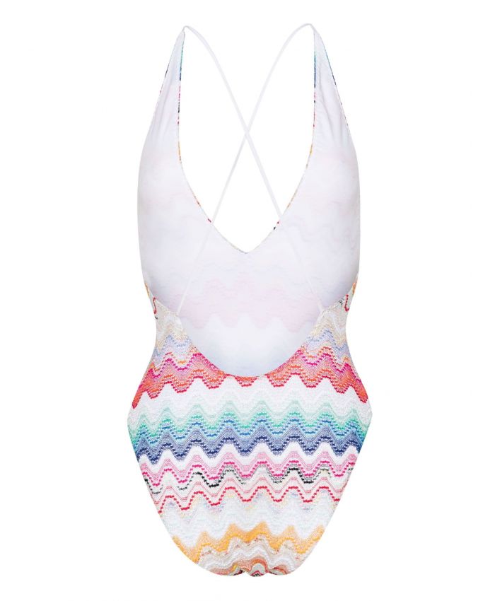 Missoni Mare - wave-pattern V-neck swimsuit