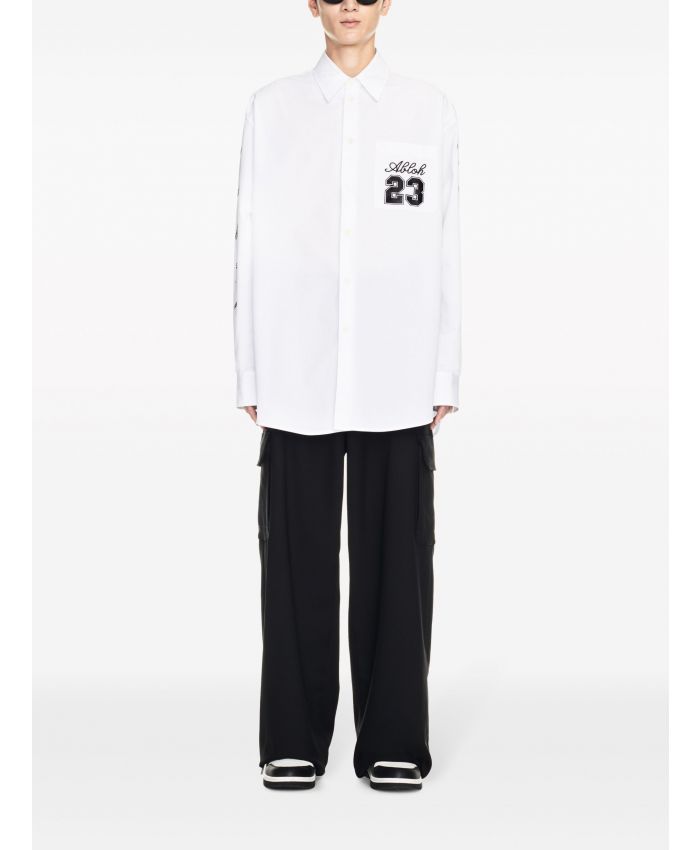 Off-White - logo-embroidered cotton shirt