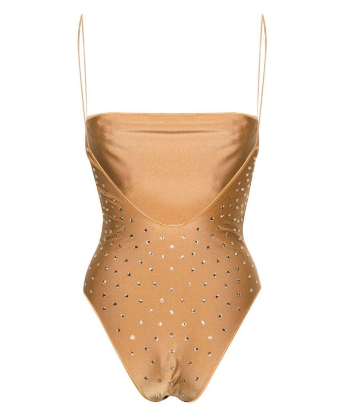 Oseree - Crystal-embellished high-cut one-piece