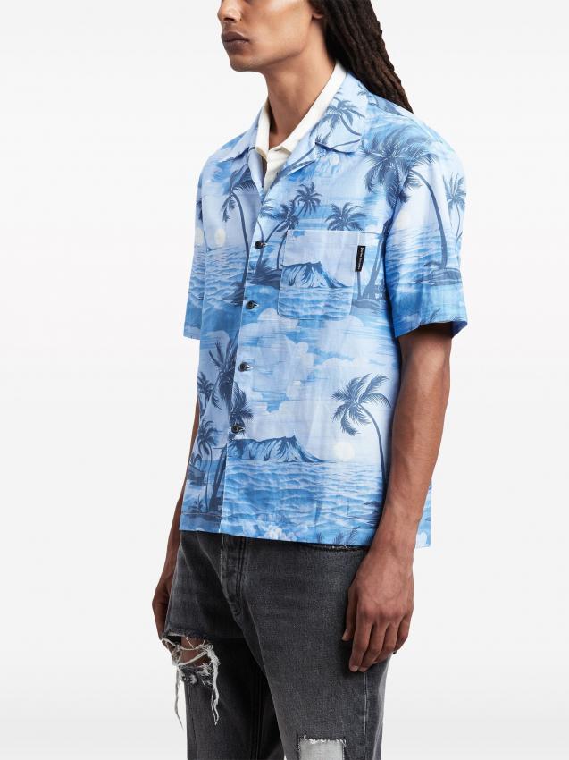 Palm Angels - Sunset-print linen-blend shirt