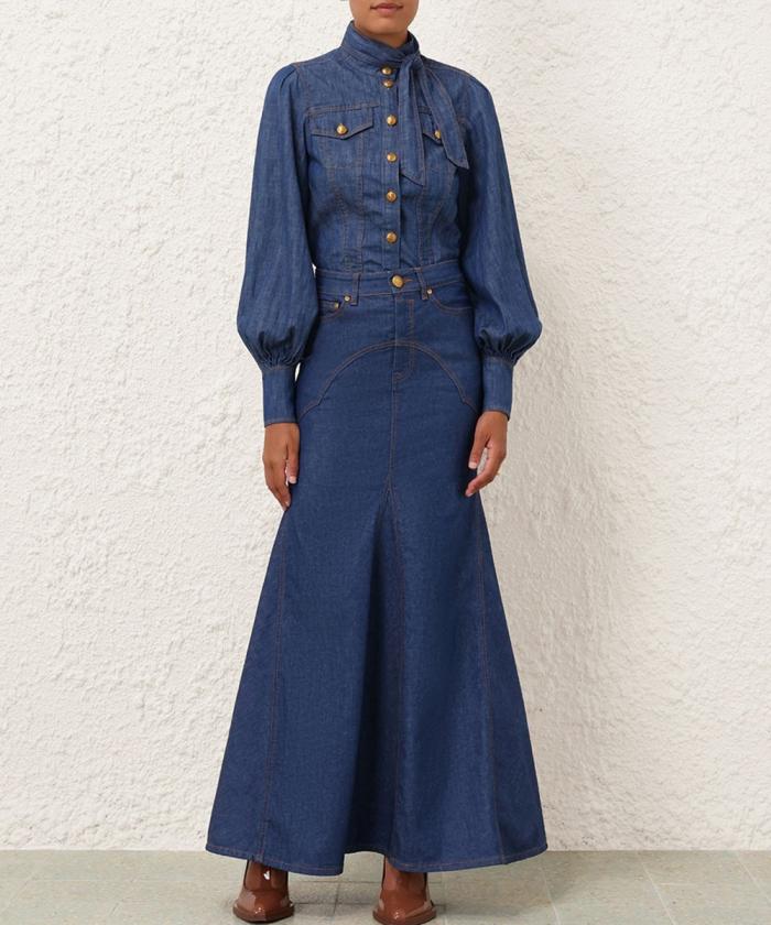 Zimmermann - Denim maxi skirt