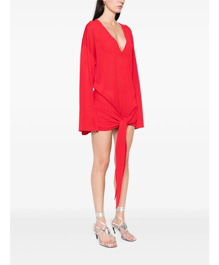 The Attico Beachwear - V-neck knotted mini dress