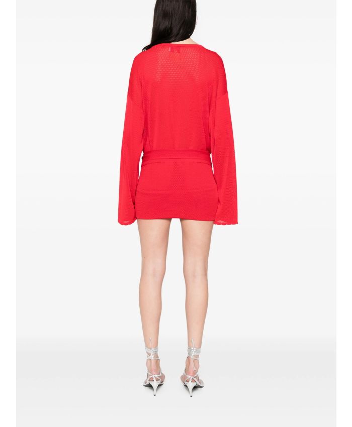 The Attico Beachwear - V-neck knotted mini dress