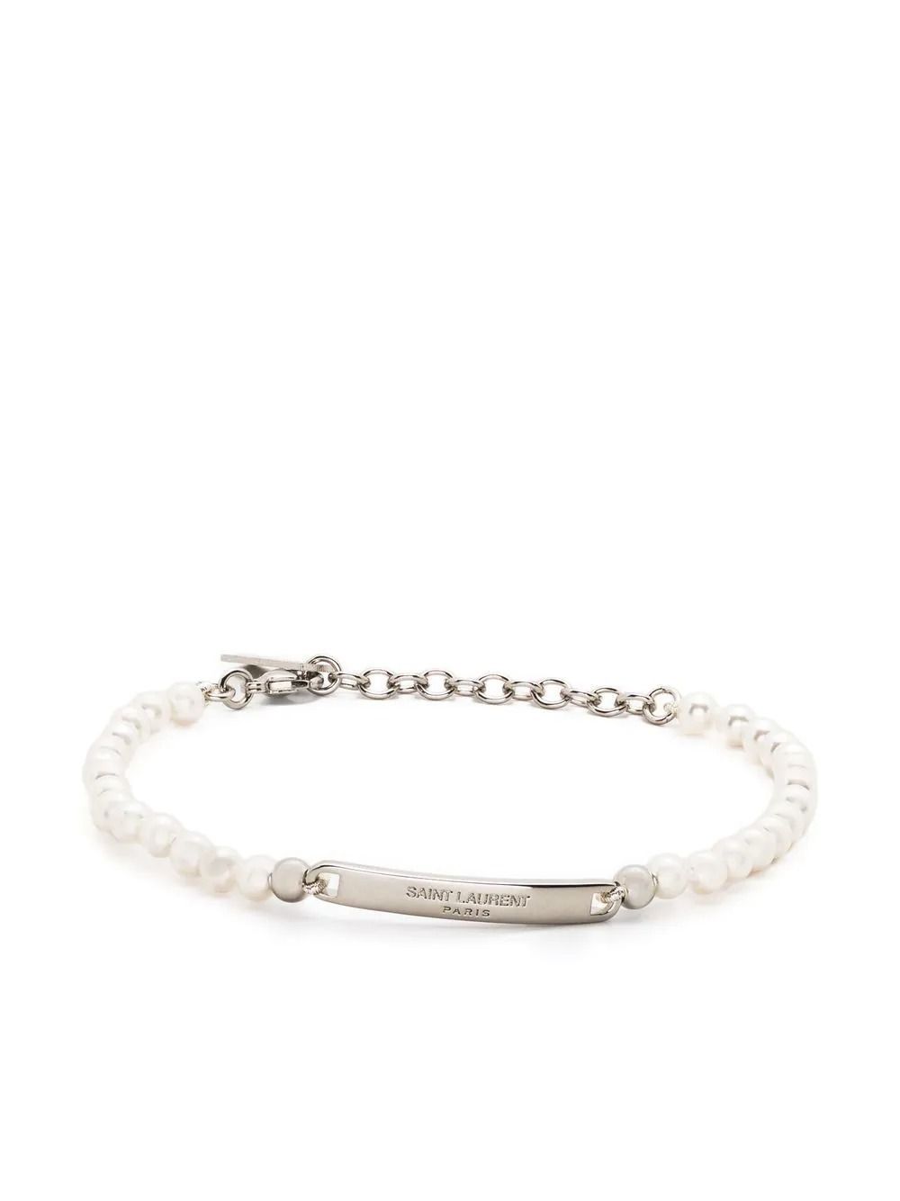 Buy Bracelets Saint Laurent logo-engraved pearl bracelet