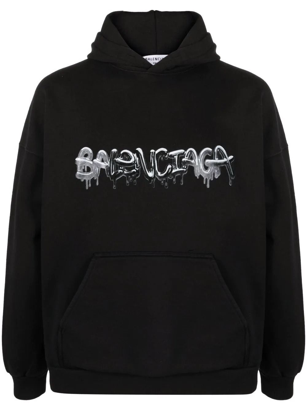 Wide-Fit logo-print hoodie black graffiti