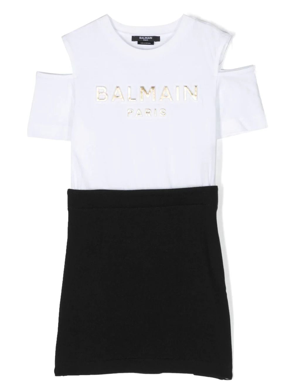 Balmain Kids logo-print short-sleeve dress - Black