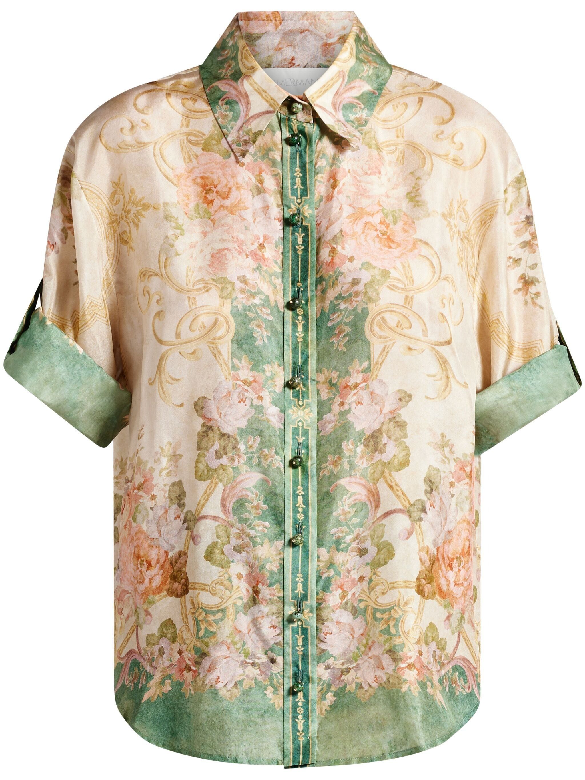 August floral-print silk shirt