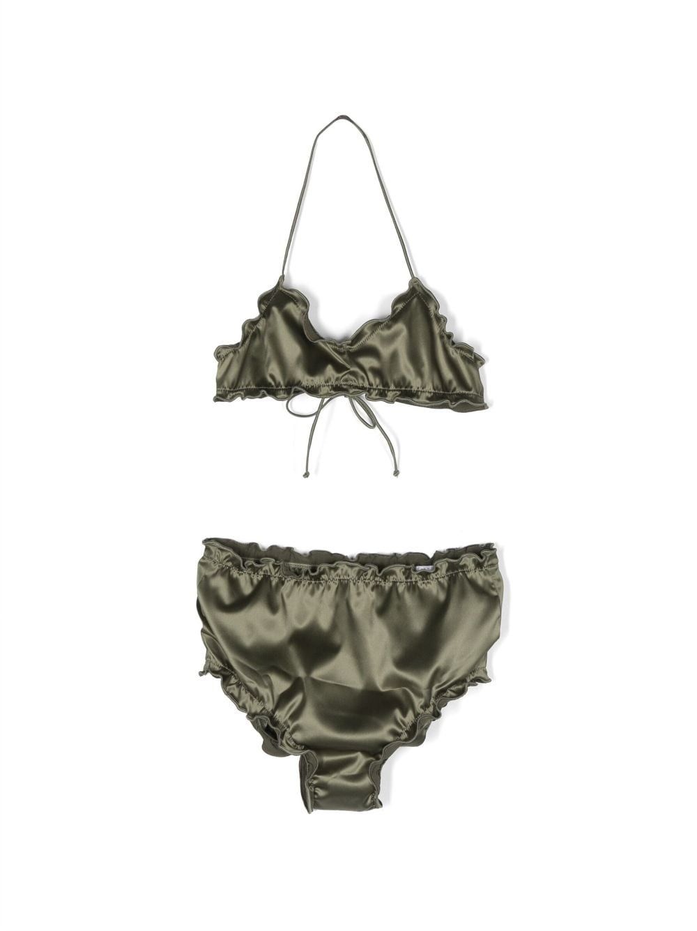 Buy Swimwear Oseree Kids ruffle-detail satin-finish bikini (SWS238)