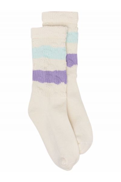 striped ribbed-knit socks
