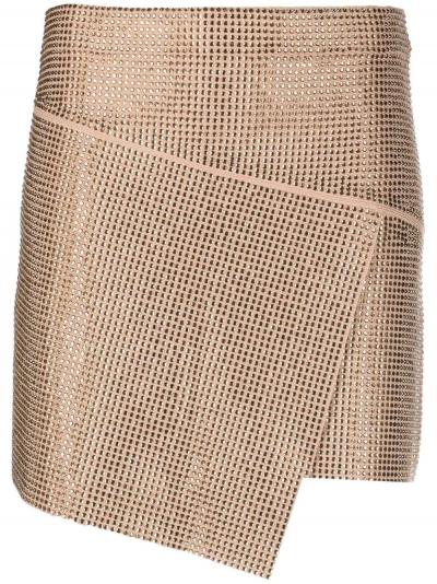 crystal-embellished asymmetric wrap skirt