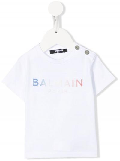 logo-print buttoned shoulder T-shirt white
