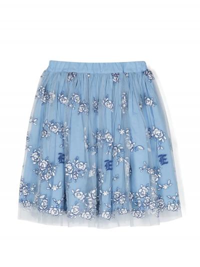 floral-embroidered mini skirt