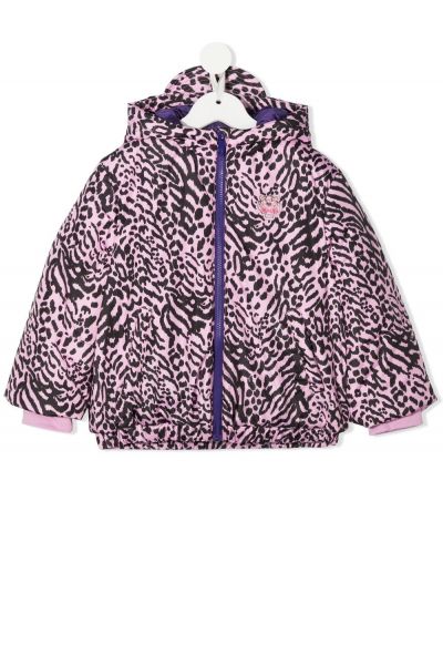 animal-print embroidered puffer jacket