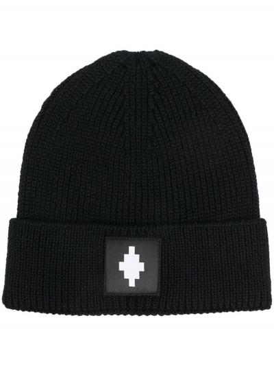 knit hat cross logo black