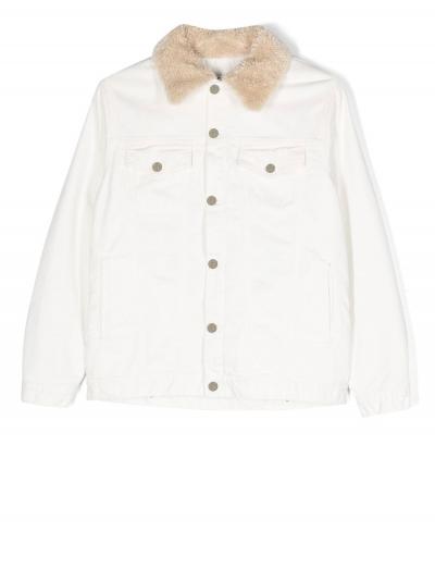 faux-shearling collar button-down jacket