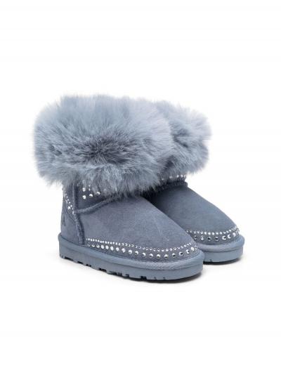 crystal-embellished fur-lined ankle boots
