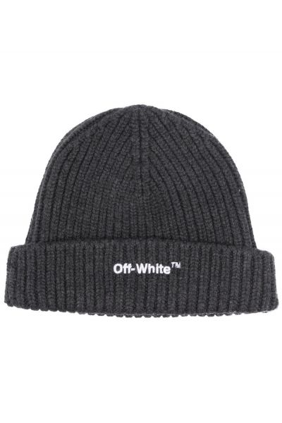 embroidered-logo ribbed-knit beanie