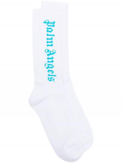 intarsia-logo ribbed socks