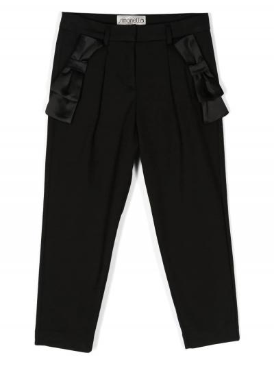 bow-detail pleated trousers