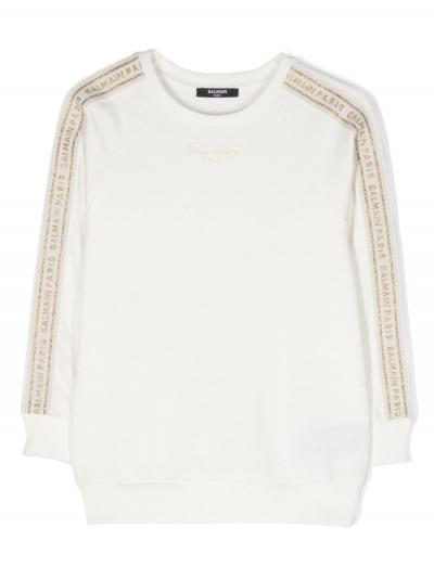 glitter logo-tape cotton sweatshirt