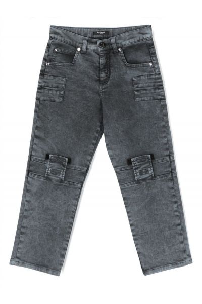 panelled slim-cut jeans