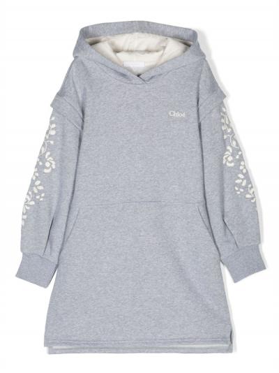 embroidered-design hooded dress