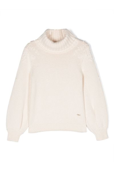 high-neck knitted jumper