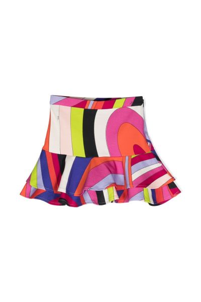 abstract-pattern ruffled skirt