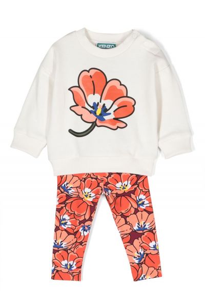 floral-print cotton tracksuit set