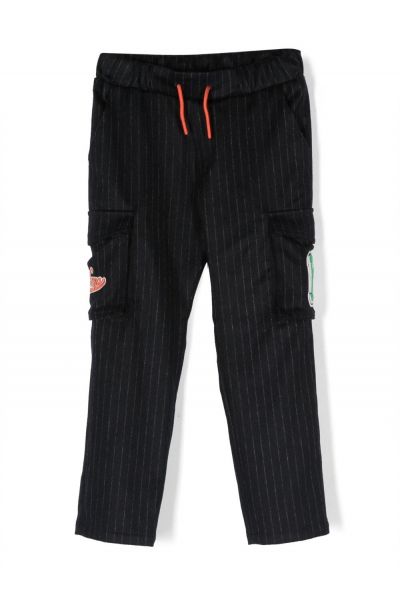 logo-patch striped trousers